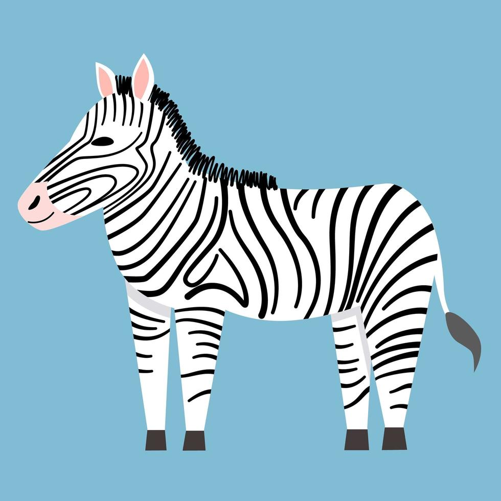 vectorillustratie van een zebra in een vlakke stijl geïsoleerd vector