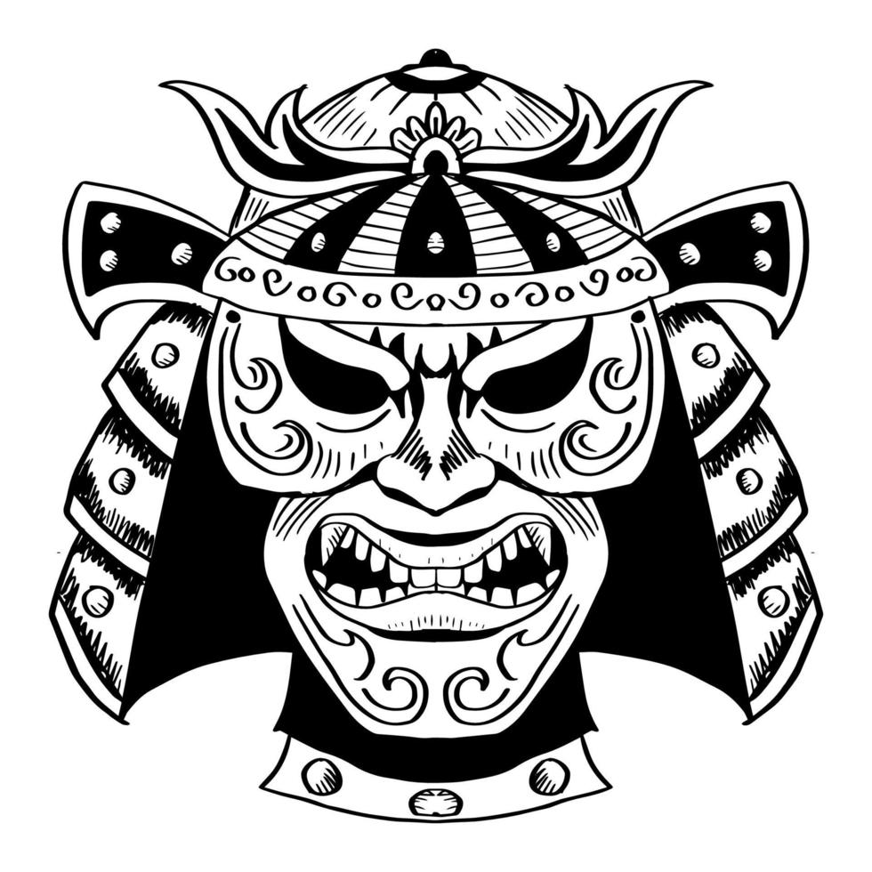 samoerai masker hand tekening illustratie vector