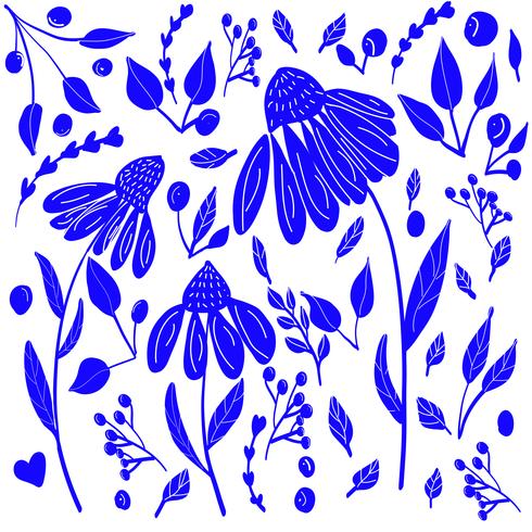 hand getrokken floral set vector schattig patroon