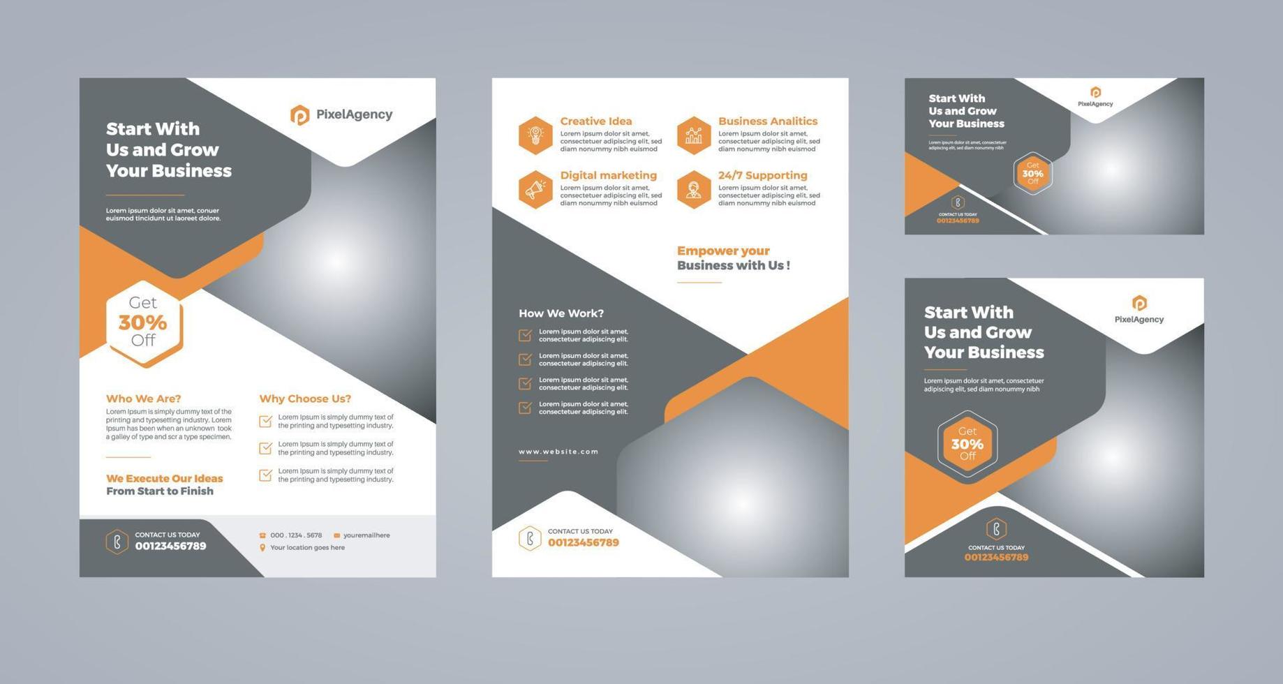 moderne flyer-ontwerpsjabloon met banners voor sociale media vector