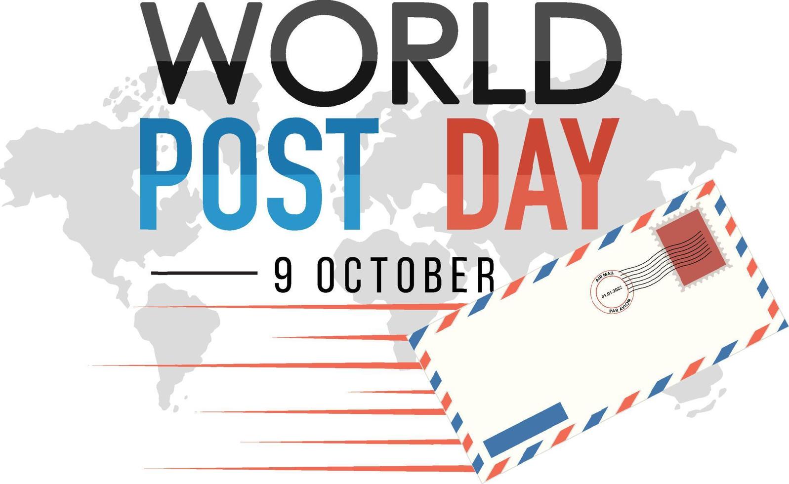 world post day banner met envelop vector