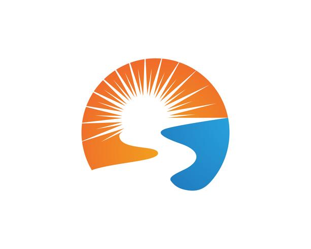 Rivier en zon Logo Template vector pictogram illustratie