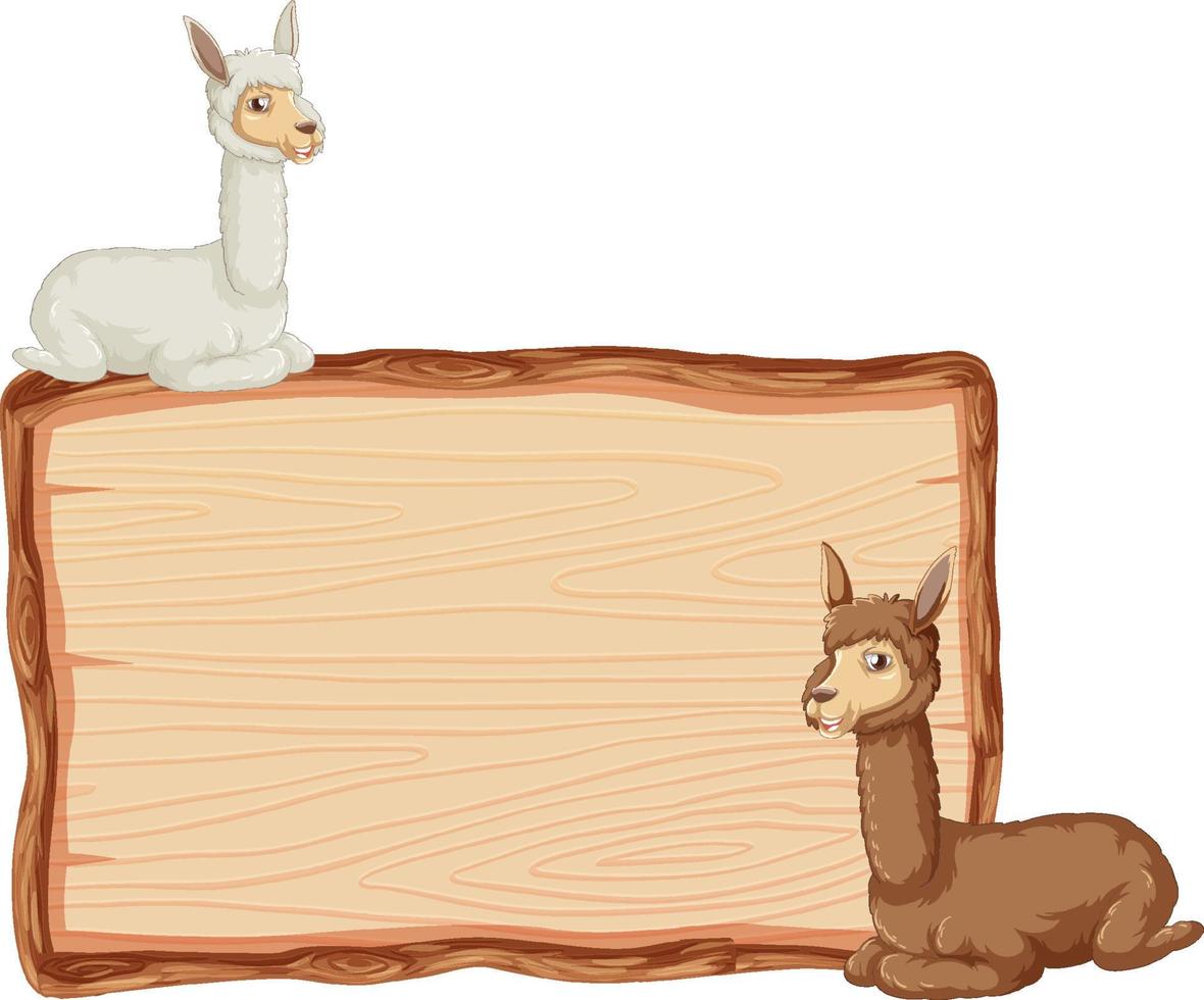 alpaca met houten tekenbanner vector