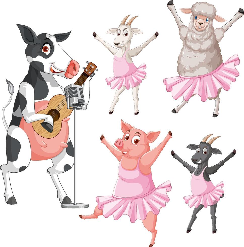 set van verschillende boerderijdieren in cartoonstijl vector