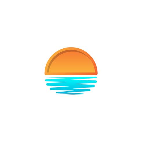 strand zonsondergang logo ontwerp vector pictogram element, zonsondergang logo concept