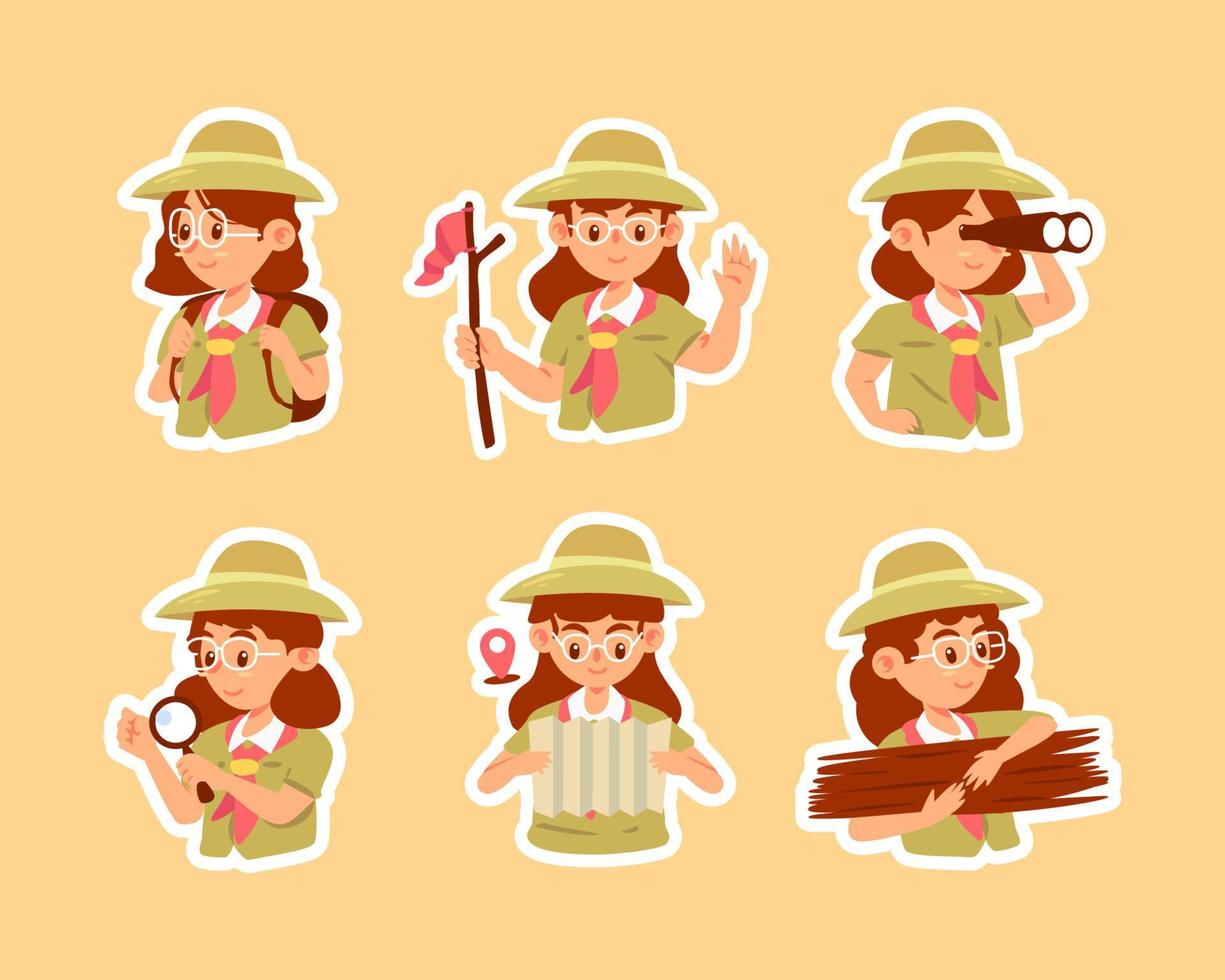 meisje scout stickerset vector