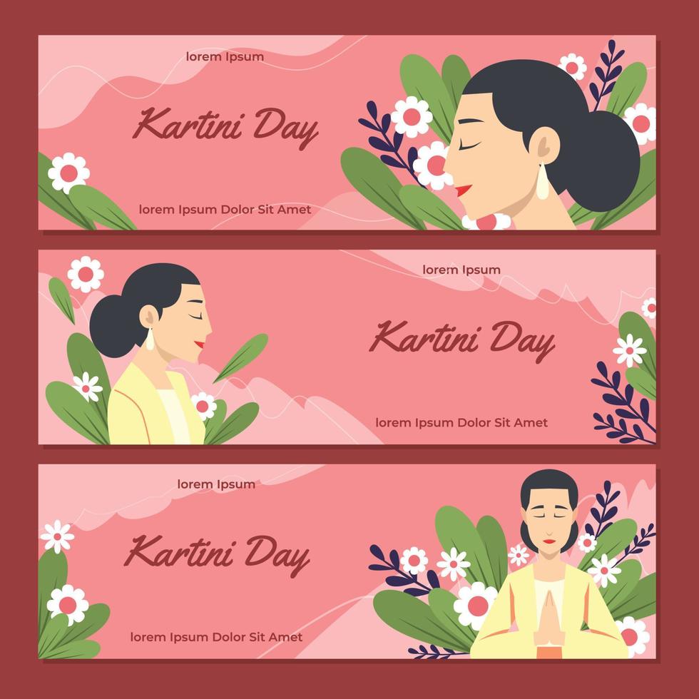 kartini dag banner set vector