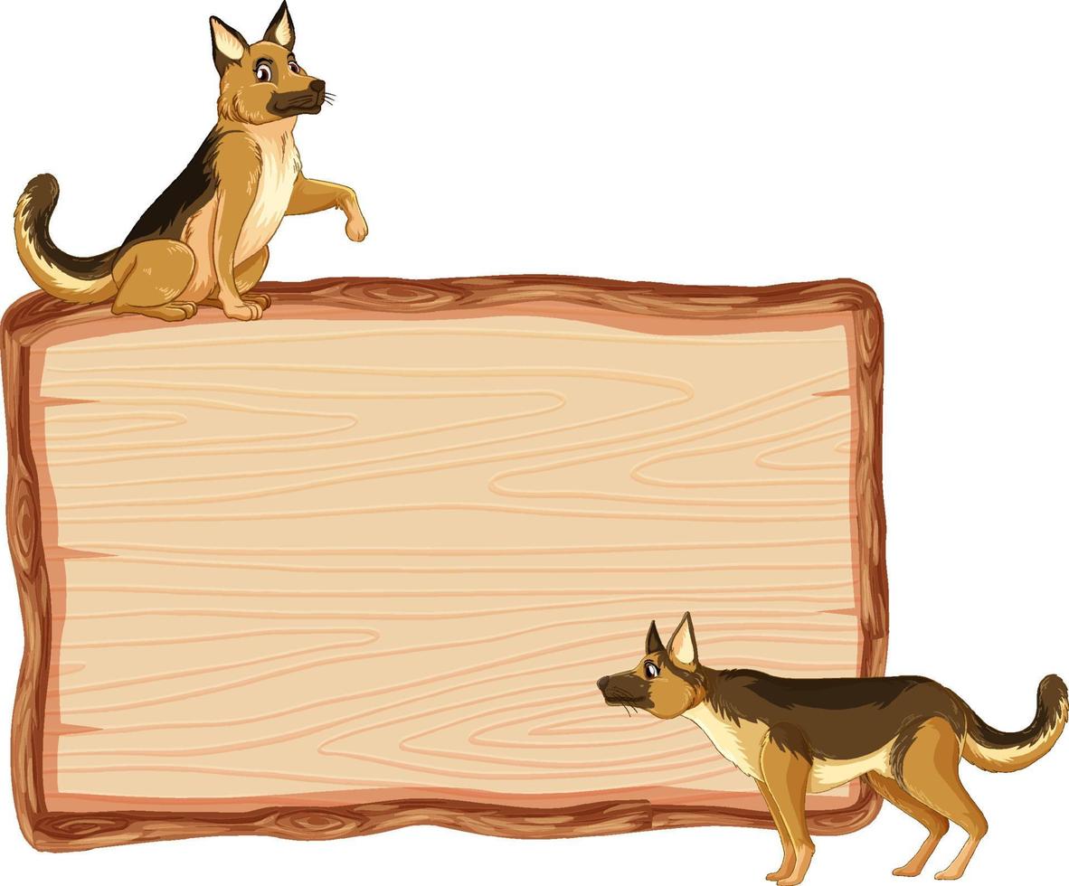 hond met houten tekenbanner vector