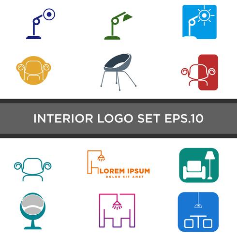 interieur licht logo ontwerp met lijn stijl vector illustratie