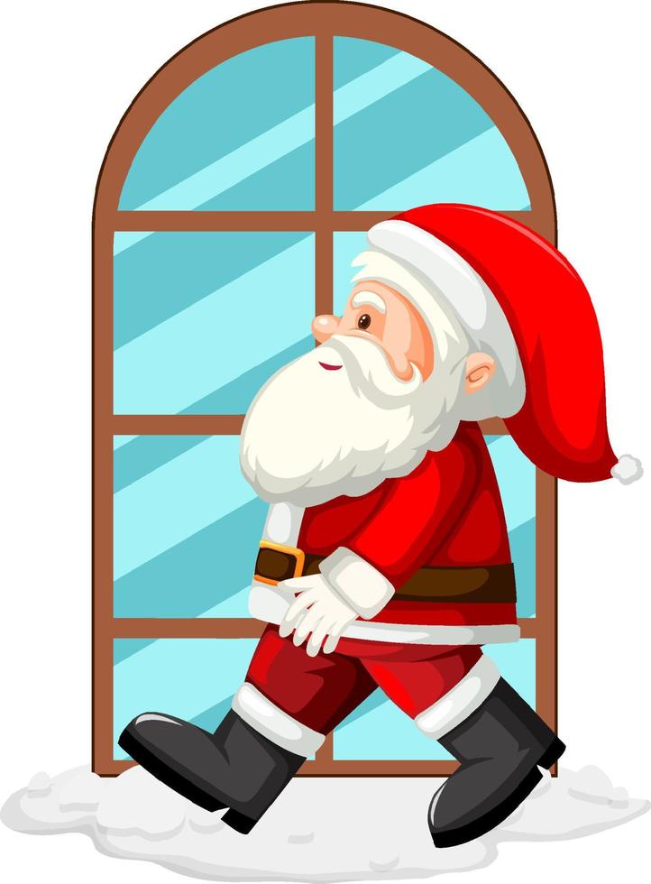 Sinterklaas loopt bij het raam vector