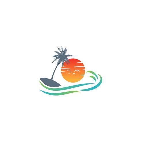 strand zonsondergang logo ontwerp vector pictogram element, zonsondergang logo concept