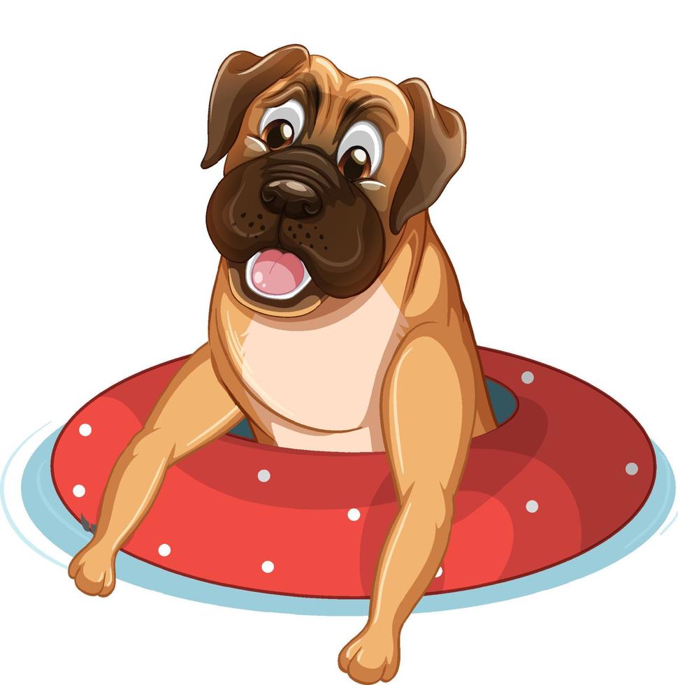 schattige puppyhond in rubberen ring vector