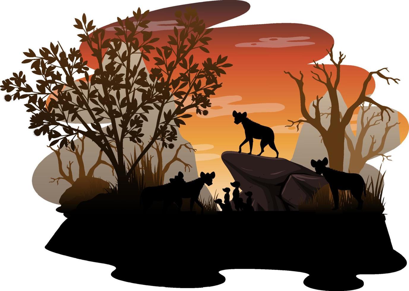 geïsoleerde silhouet savanne bos vector