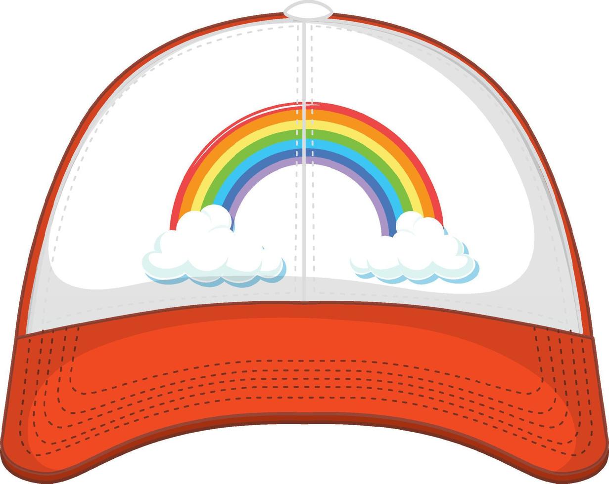 een oranje pet met regenboogpatroon vector