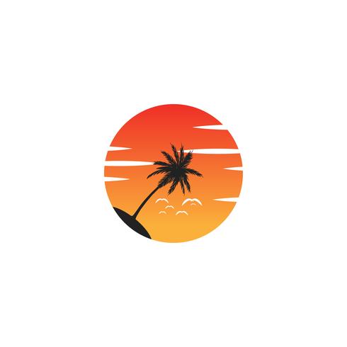 strand zonsondergang logo ontwerp vector pictogram element, zonsondergang logo concept