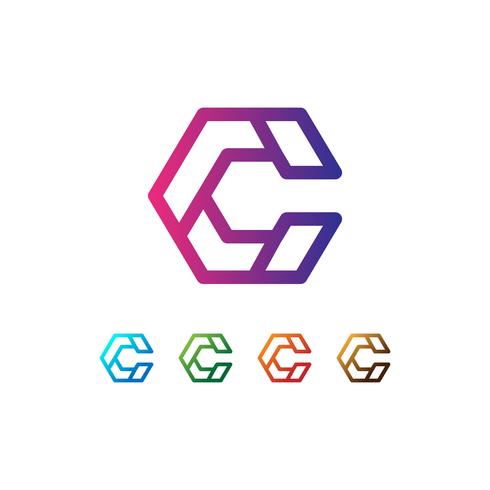 Letter C Set Logo sjabloon vector illustratie klaar gebruik voor technologie