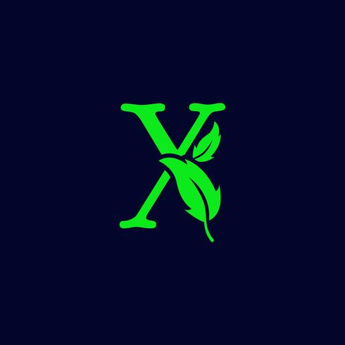 letter x blad aard, eco groen logo sjabloon vector geïsoleerd