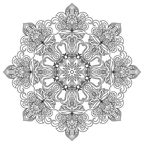 Contour Mandala voor antistress kleurboek. Decoratief rond ornament. vector