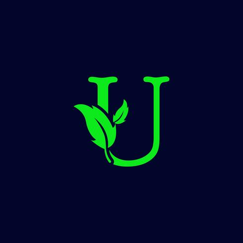 letter u blad aard, eco groen logo sjabloon vector geïsoleerd