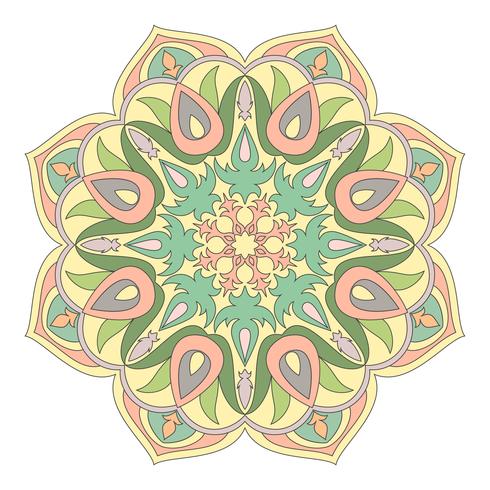 Vector Mandala. Oosters decoratief element. Islam, Arabisch, Indiaas, Turks, pakistan, Chinees, Ottomaanse motieven. Etnische ontwerpelementen. Hand getrokken mandala. Kleurrijk mandalasymbool voor uw ontwerp.