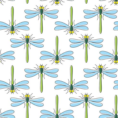 Dragonfly vector naadloze patroon voor textielontwerp, behang, inpakpapier
