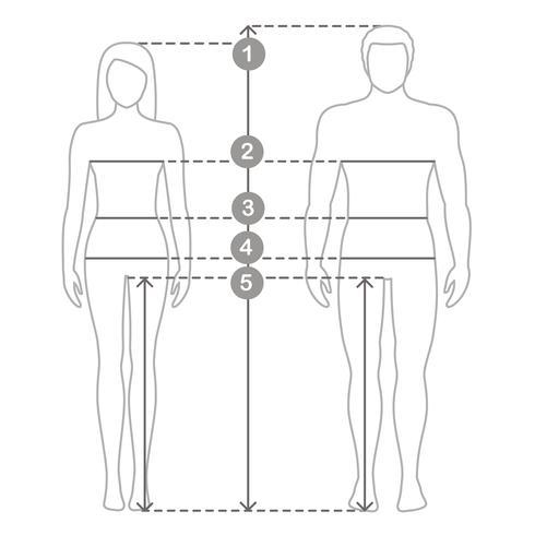 Vectorcontourillustratie van man en vrouwen in volledige lengte met metingslijnen van lichaamsparameters. Man en vrouw maten metingen. Menselijke lichaamsafmetingen en verhoudingen. vector