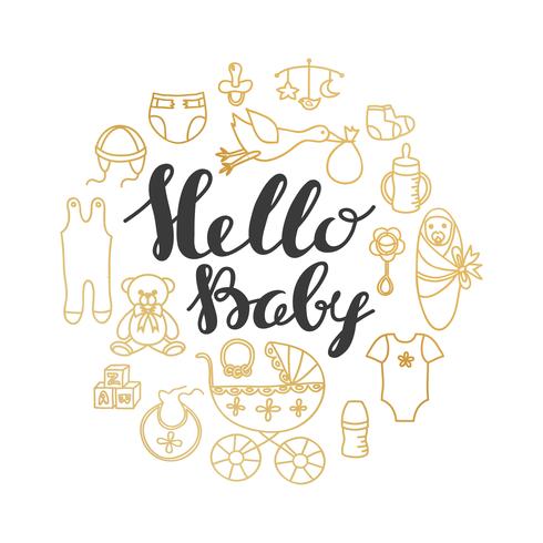Baby shower begroeting en uitnodiging kaart vector
