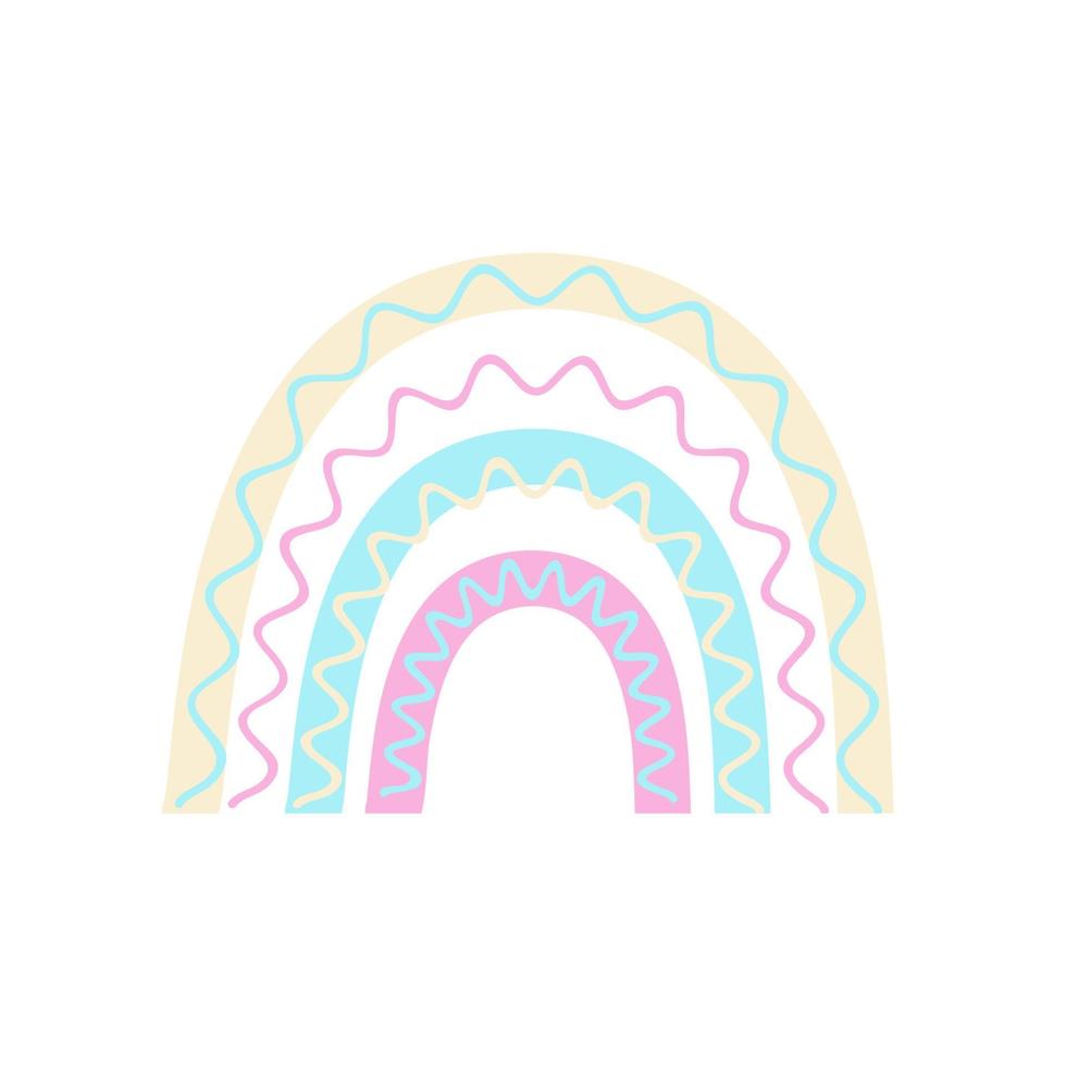 vector kind tekening van een regenboog. schattige boho-illustratie. baby shower design element, babykleertjes print, ansichtkaart. Scandinavisch minimalisme. pasteltint