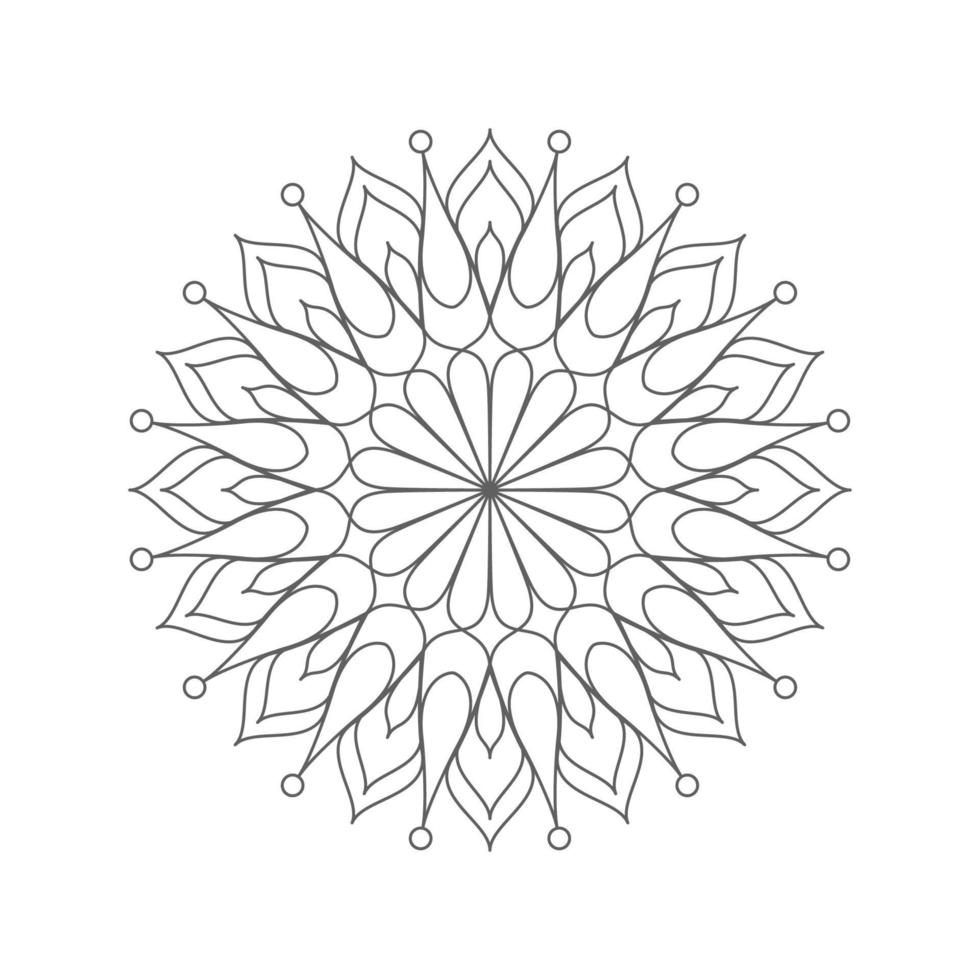 mandala lijn vector. een symmetrisch rond zwart-wit ornament. kleuren vector