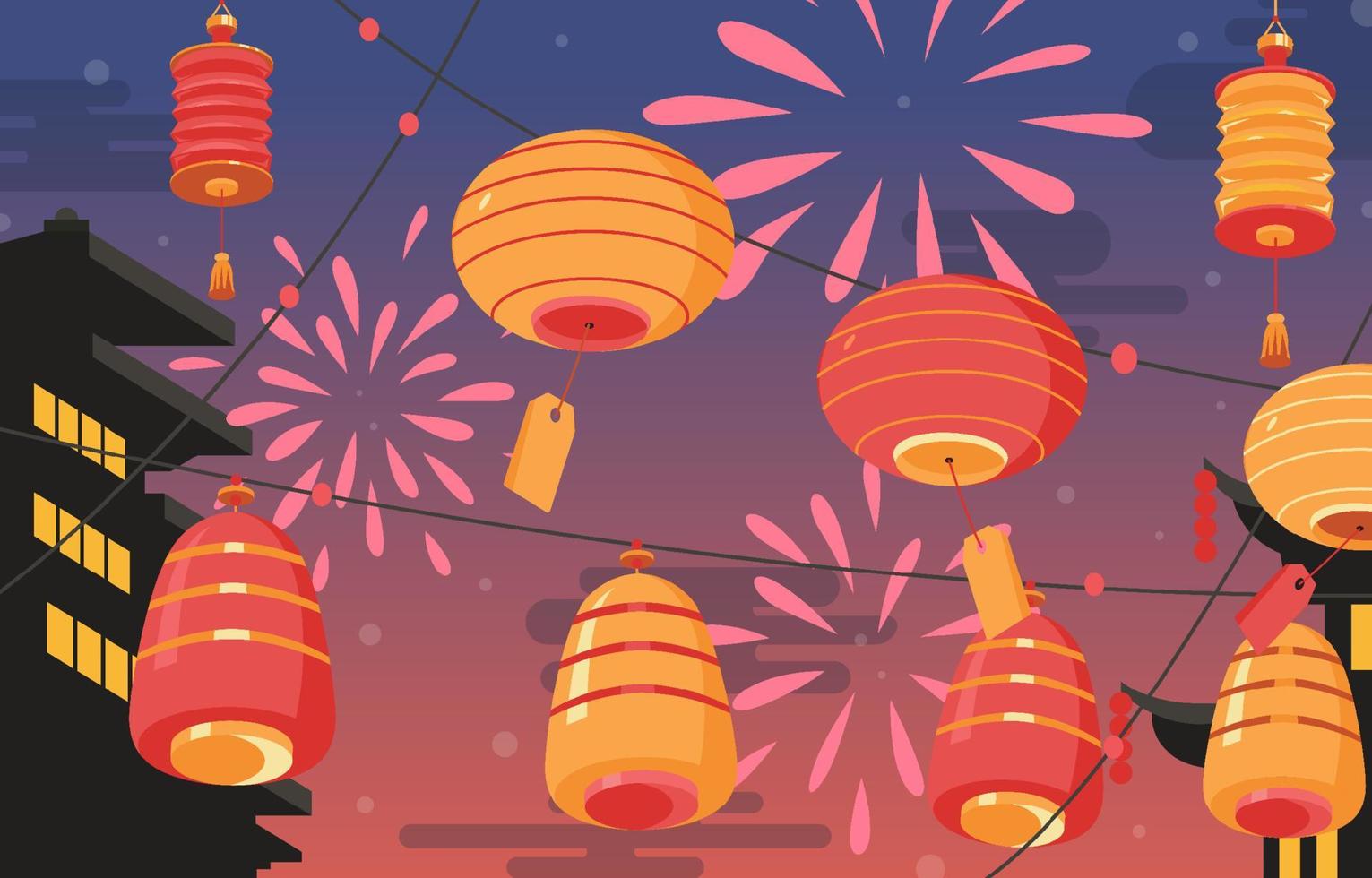 gelukkig chinees nieuwjaar lantaarn decoratie achtergrond vector