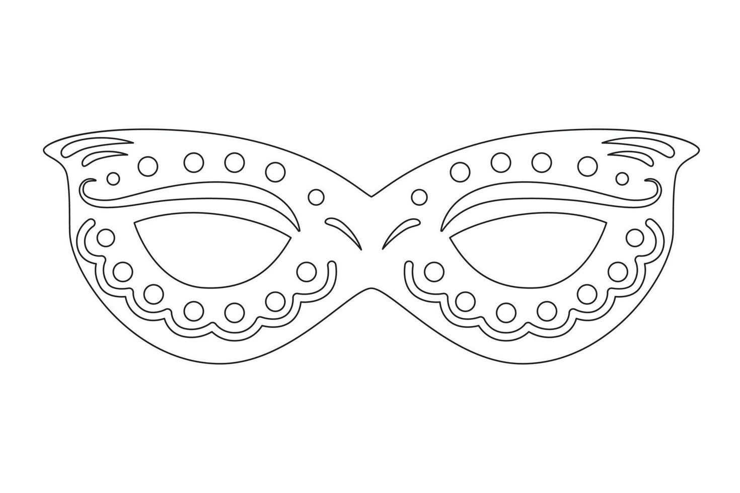 carnaval masker lineart vectorillustratie. vermommen contour kleurplaat. festivalkostuumelement. vector