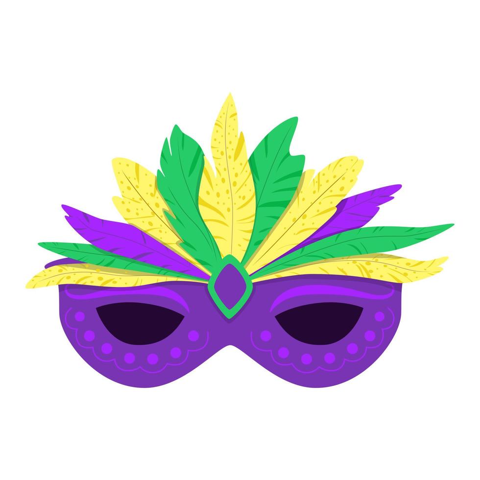 carnaval masker met veren vectorillustratie. festivaldecoratie en kostuumelement. maskerade symbool. vector