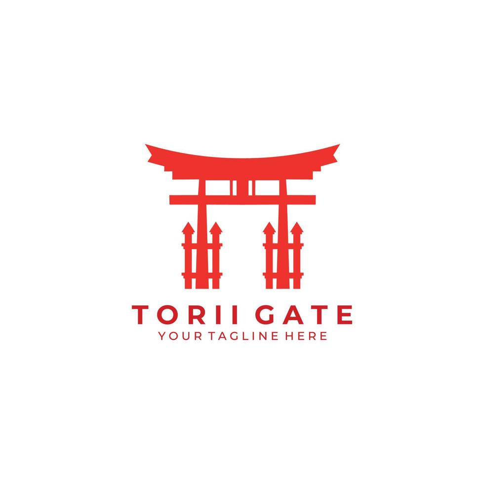 torii poort logo kunst pictogram vector illustratie ontwerp architectuur cultuur traditioneel japans reizen tokyo