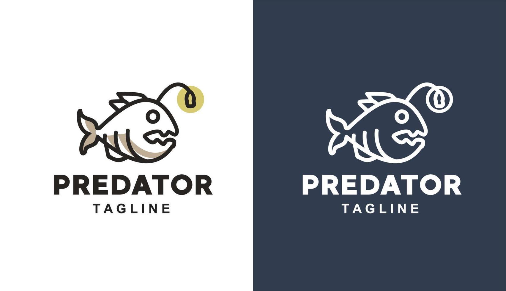 predator piranha minimalis vintage logo voor merk- en bedrijfsrestaurant vector