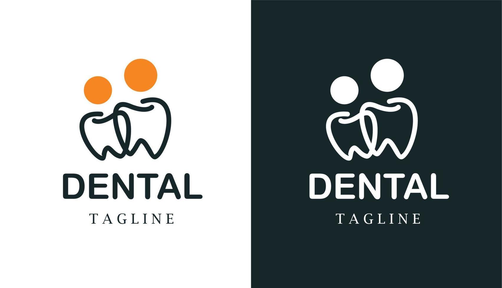 tandheelkundige twin monoline logo voor merk en bedrijf vector