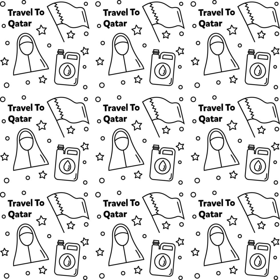 reizen naar qatar doodle naadloze patroon vector ontwerp.