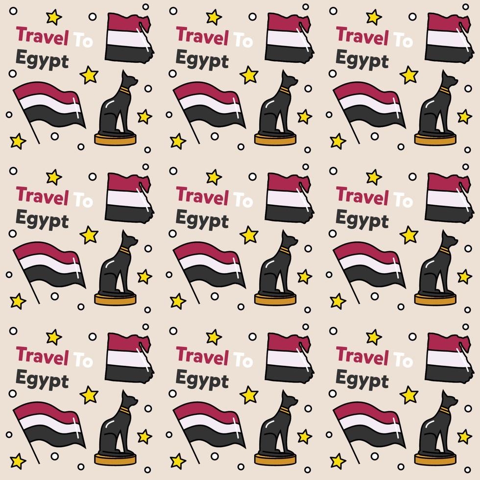 reis naar Egypte doodle naadloos patroon vector design