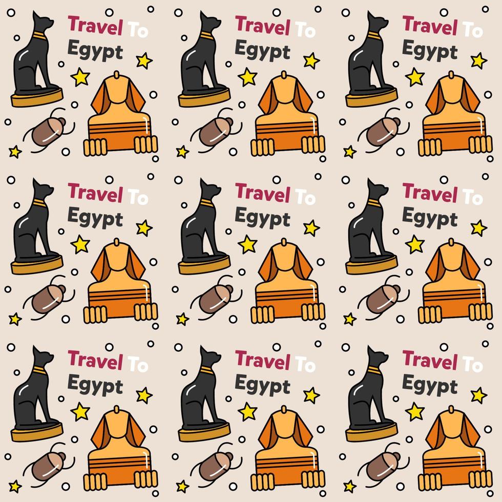 reis naar Egypte doodle naadloos patroon vector design