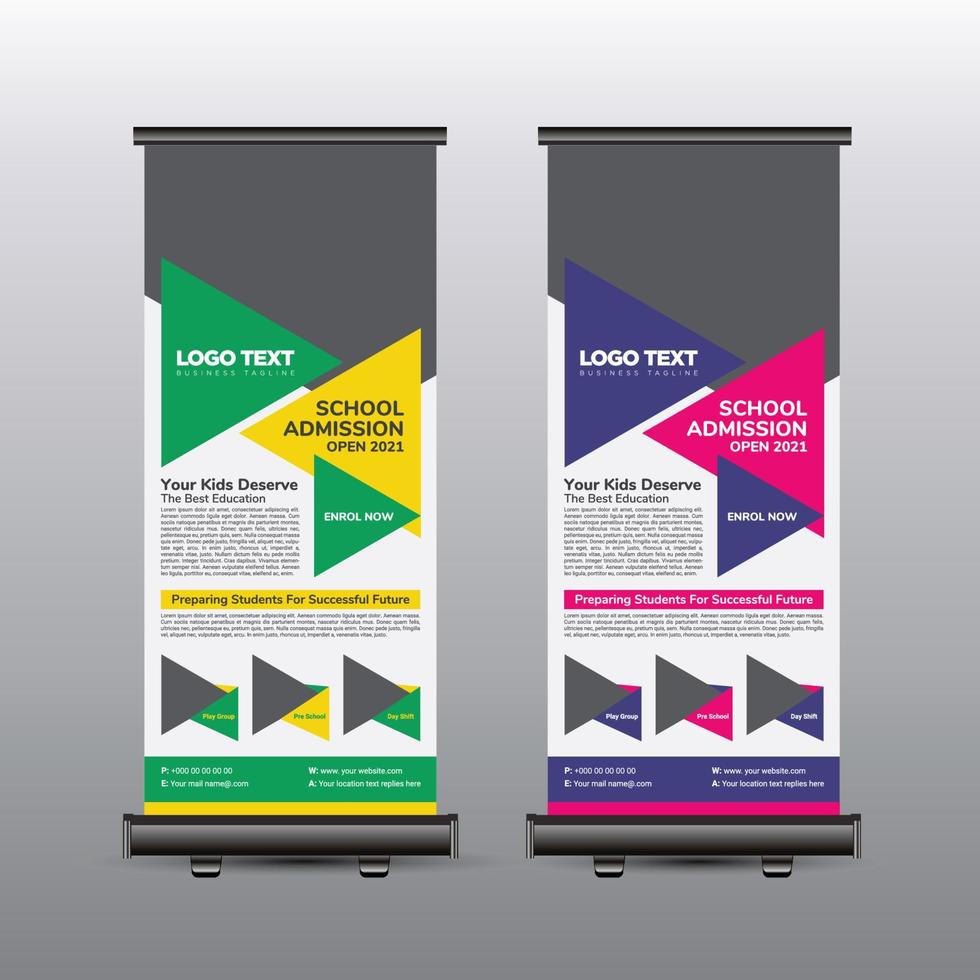 creatief onderwijs roll-up banner vector