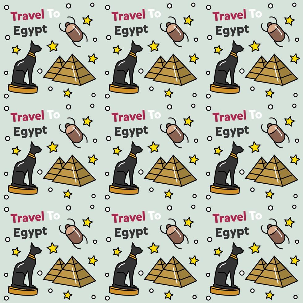 reis naar Egypte doodle naadloos patroon vector design