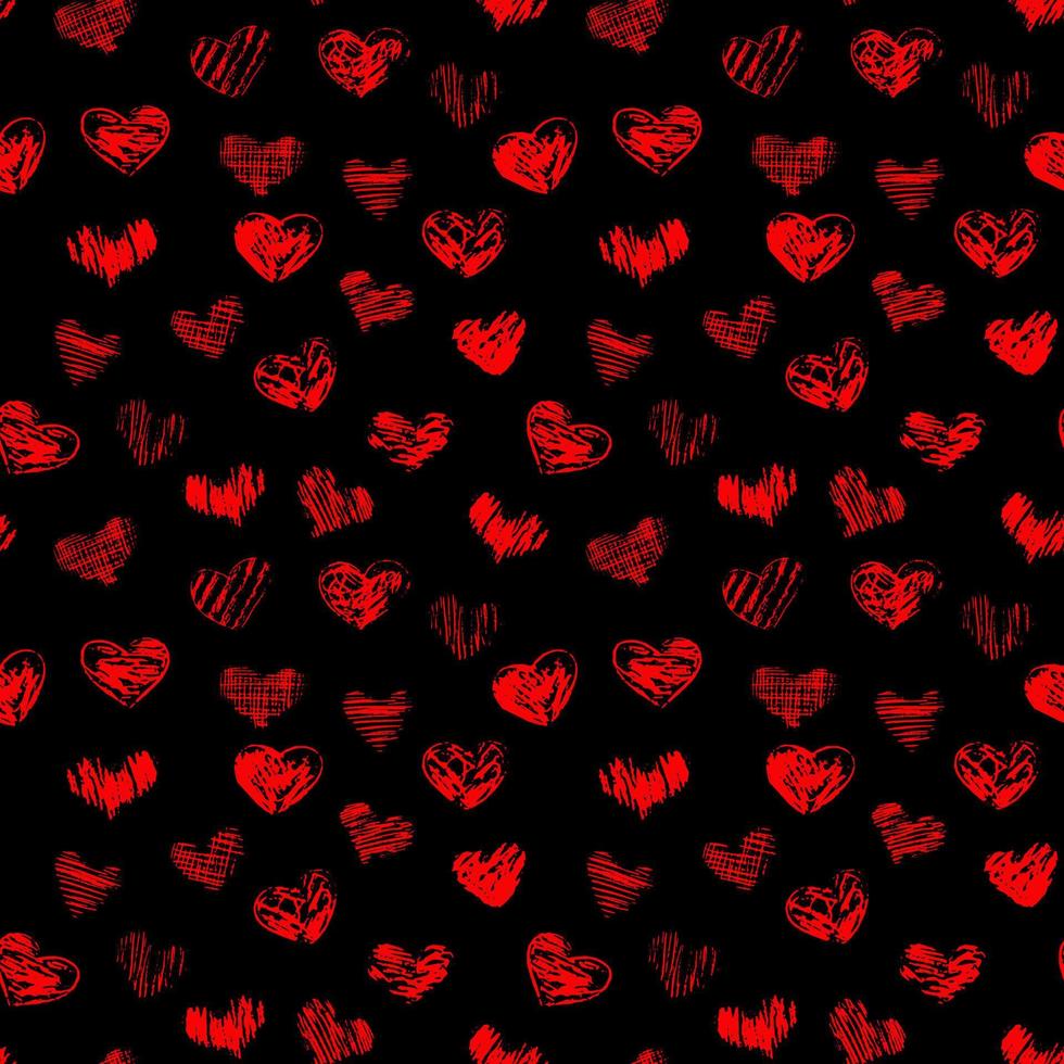 hart naadloze patroon hand getrokken doodle. vector, minimalisme. textiel, inpakpapier, achtergrond, behang. liefde valentijnsdag rood vector