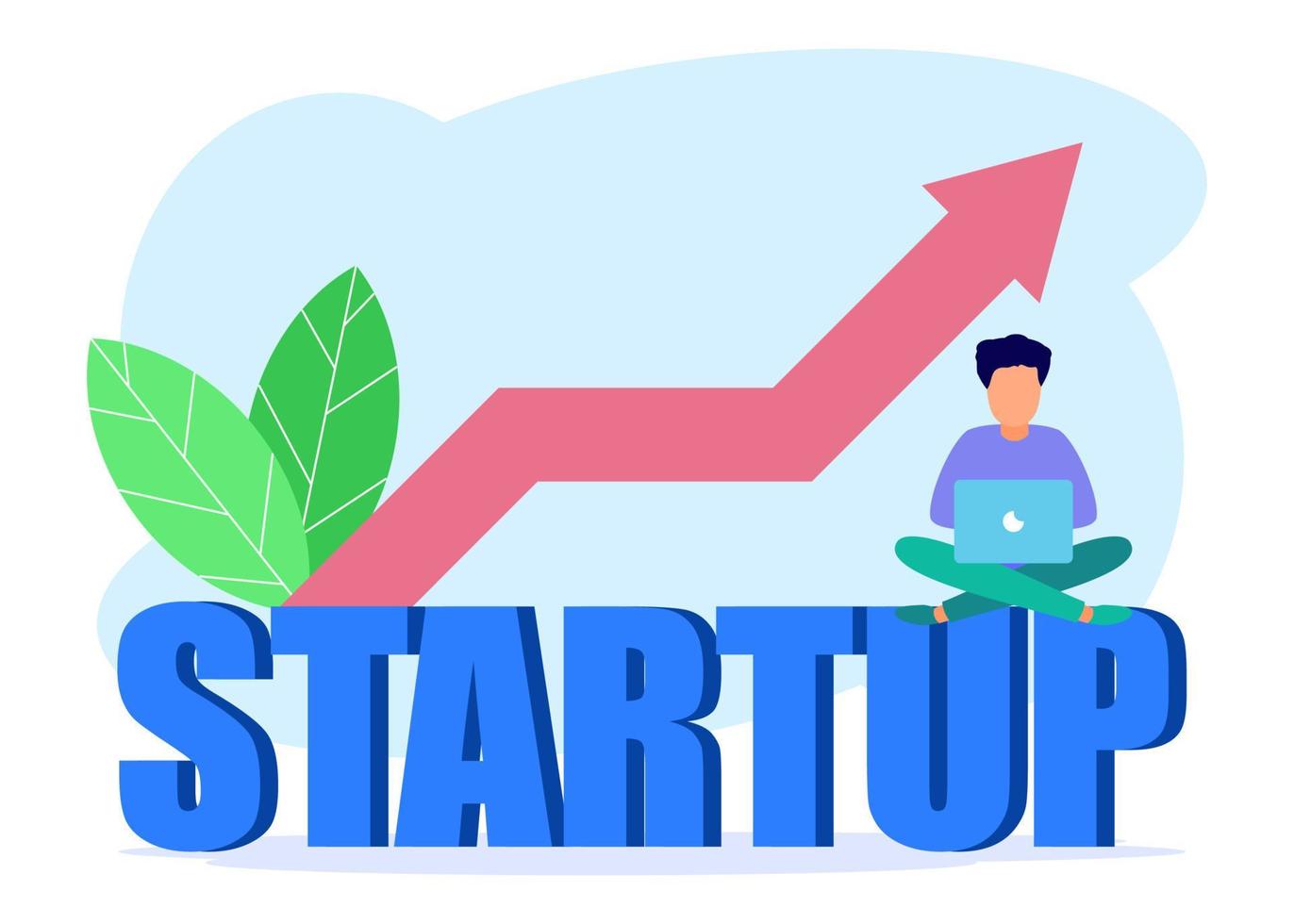 illustratie vector grafisch stripfiguur van start up