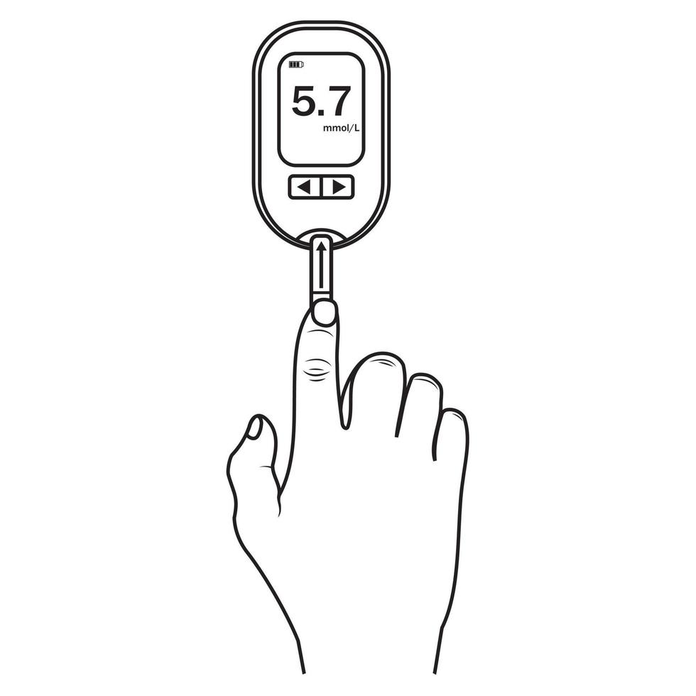 glucosemeter, een apparaat voor het meten van de bloedsuikerspiegel, kleur vector geïsoleerde illustratie