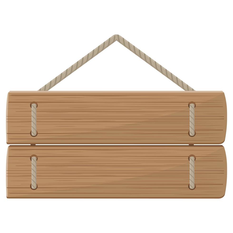 houten plaquette gemaakt van planken. leeg houten reclamebord, kleur vectorillustratie vector