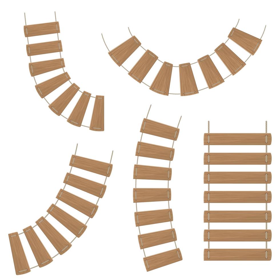 touwladders geïsoleerd op een witte achtergrond. kleur vectorillustratie. vector