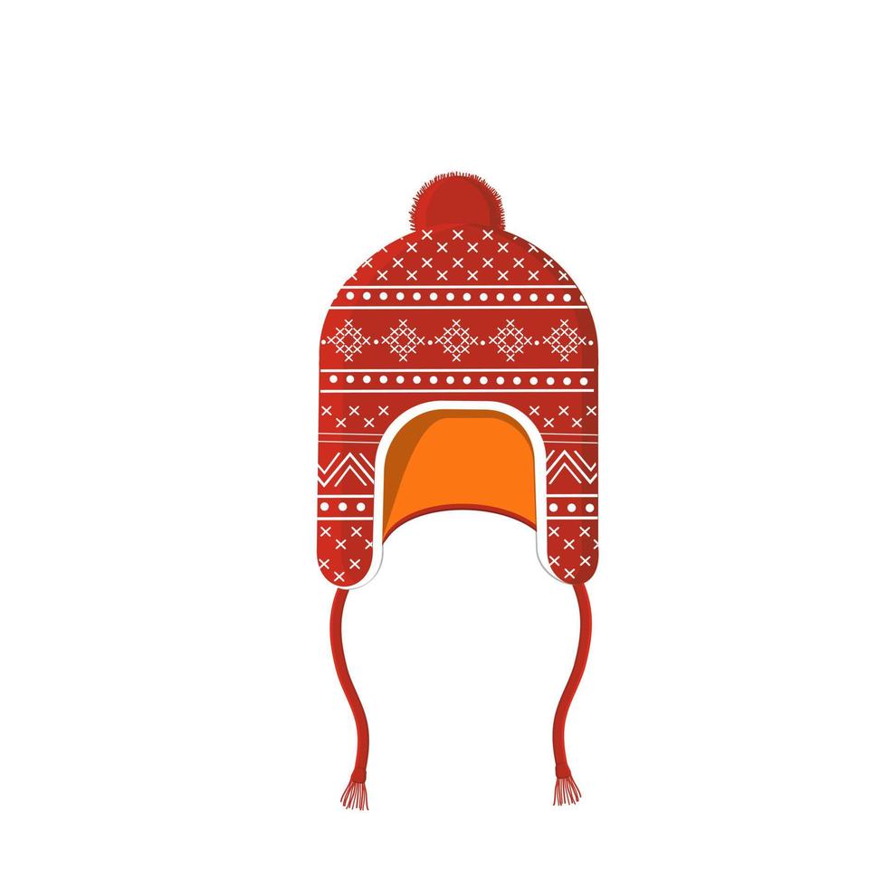 winter hoed pictogram. gebreide wintermuts. vector illustratie