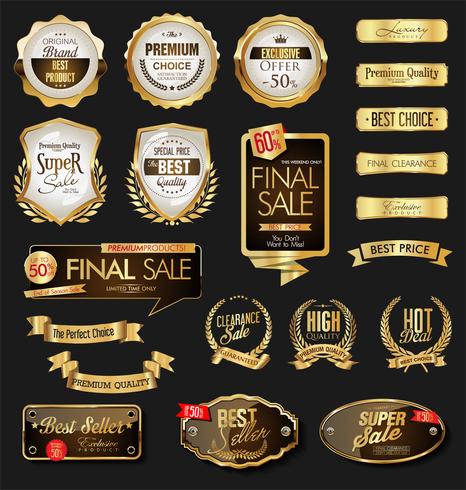 Luxe premium gouden insignes en labels vector