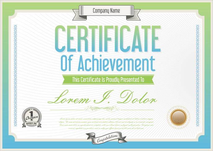 Certificaat of diploma retro ontwerpsjabloon vectorillustratie vector