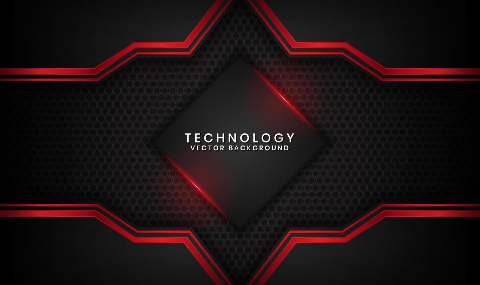 3D zwarte technologie abstracte achtergrond overlap laag op donkere ruimte met rood licht lijn effect decoratie. grafisch ontwerpelement toekomstig stijlconcept voor flyer, banner, brochure of bestemmingspagina vector