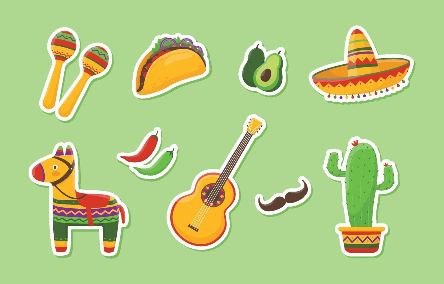 kleurrijke item cinco de mayo stickerpakketten vector